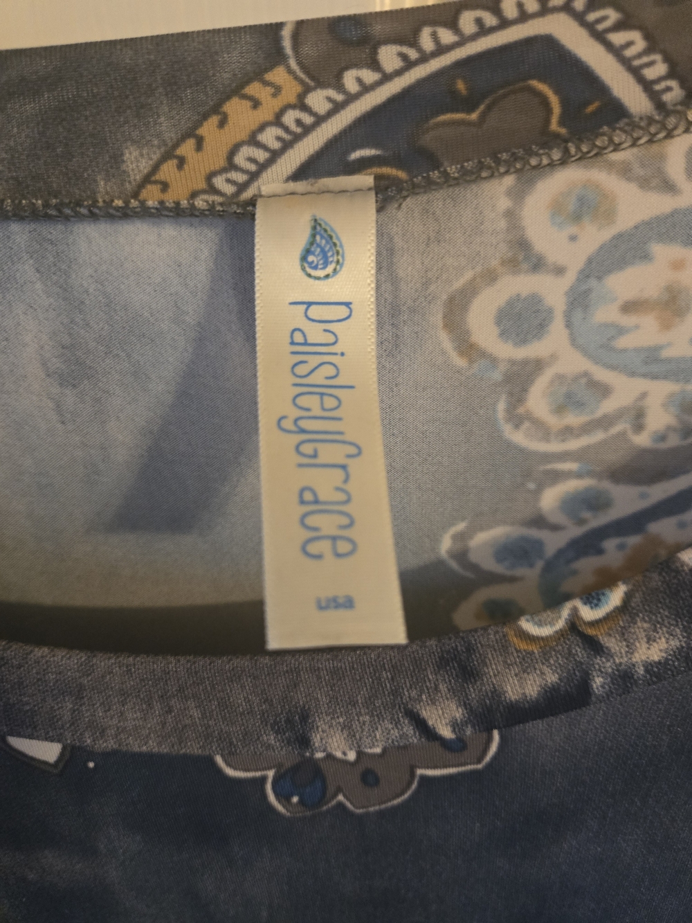 3/4 Sleeve Women's Tunic - Blue/Gold/Gray - Picture 2 of 2
